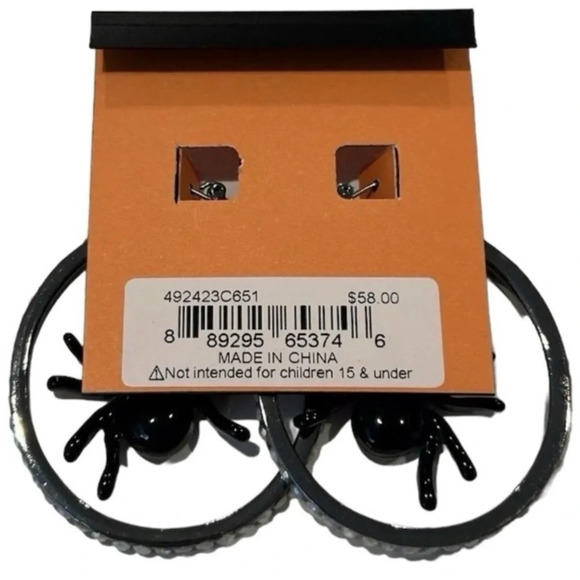 BETSEY JOHNSON Halloween Orbital Spiders Crystal-Studded Hoop Earrings NEW NWT - Picture 7 of 11